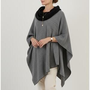 Peruvian Link Alpaca Blend Cowl Neck Poncho One Size Fits Most